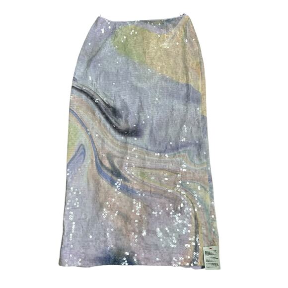 ASOS EDITION Purple Abstract Print Sequin Maxi Skirt Purple Swirl Women's 12 NWT - Picture 5 of 9